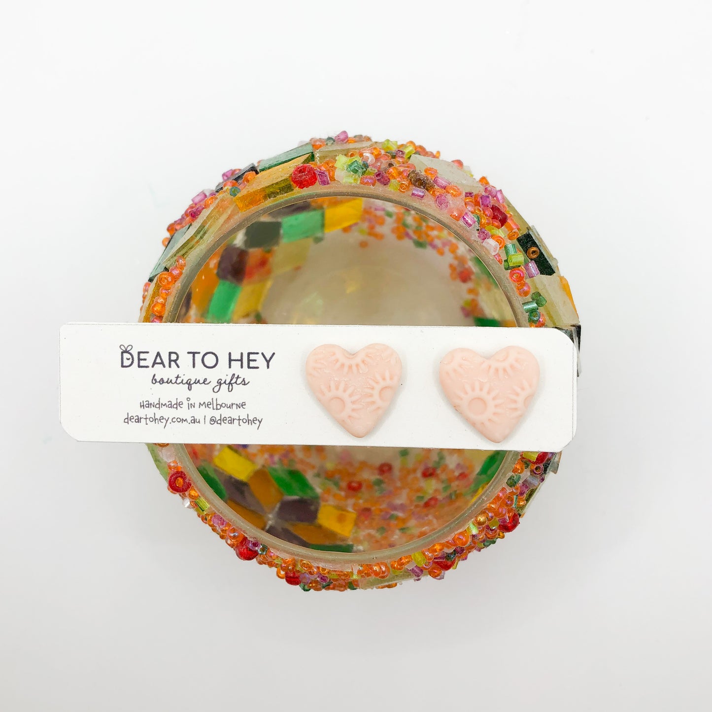 Matte Pink Heart Stud Earrings - Sunny