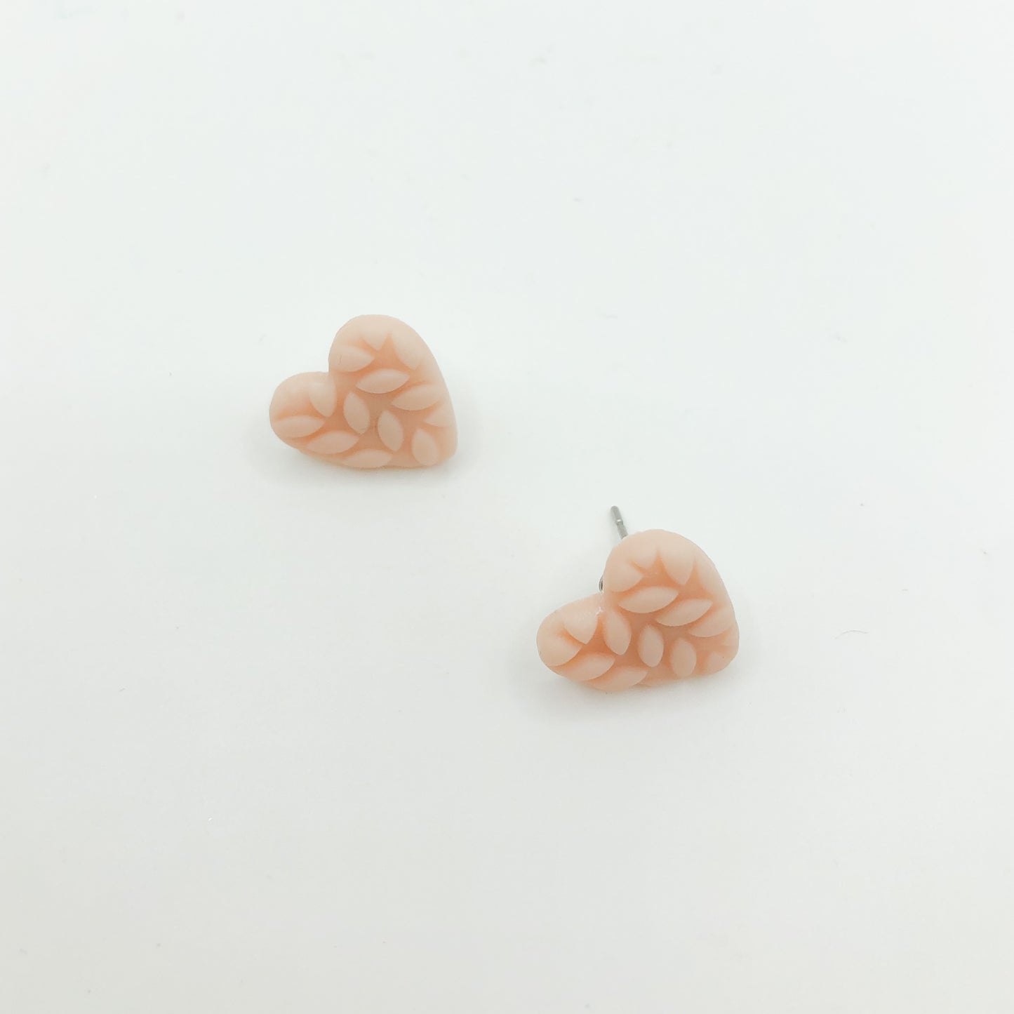 Matte Pink Heart Stud Earrings - Spring