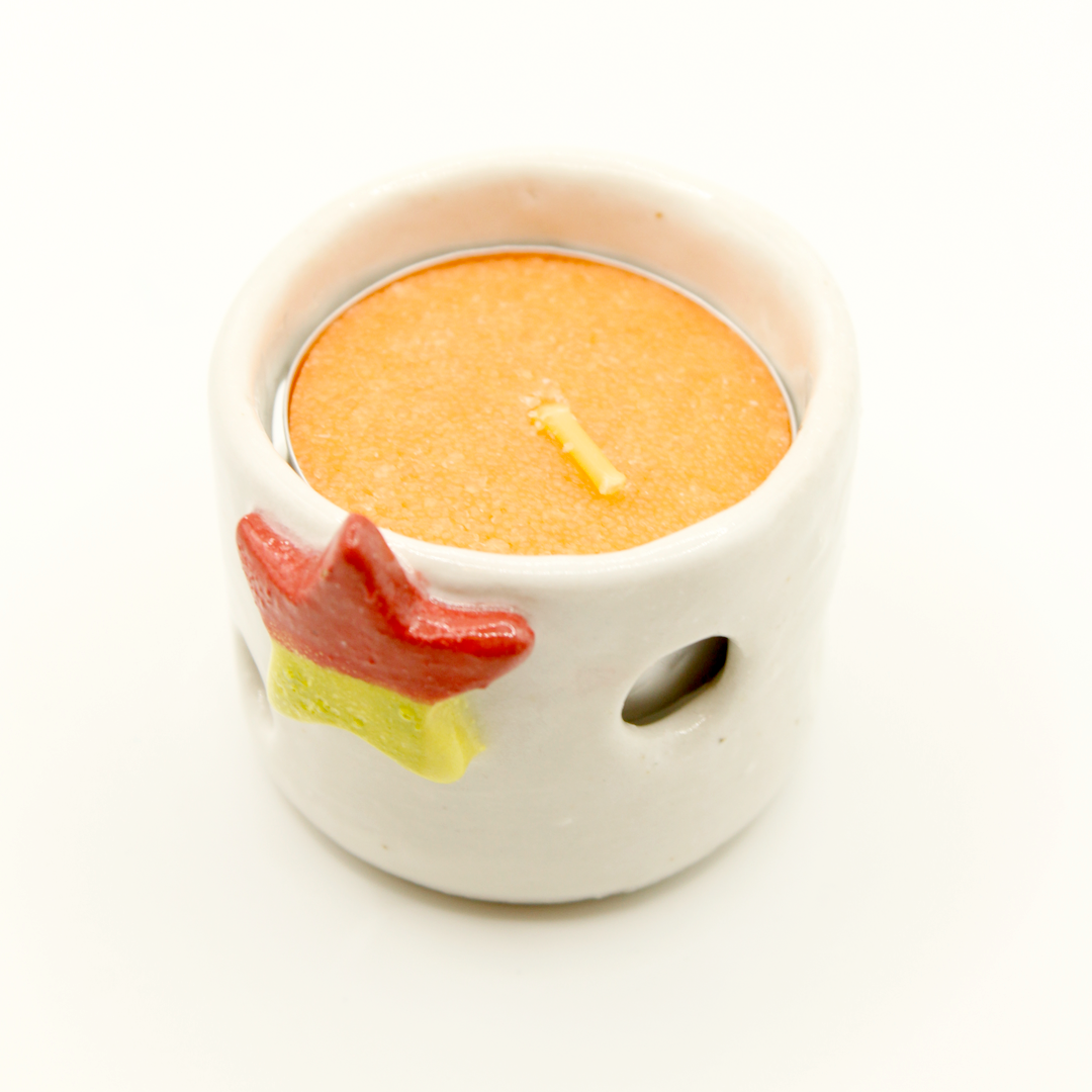 Ceramic Christmas Tea Light Holder - Dual Star
