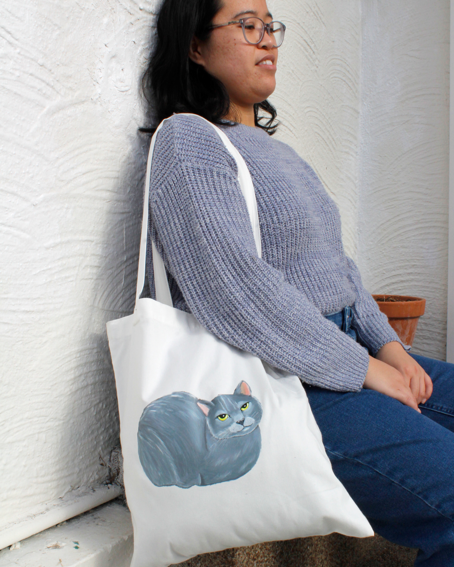 Loafing Cat Canvas Bag - Mitzi
