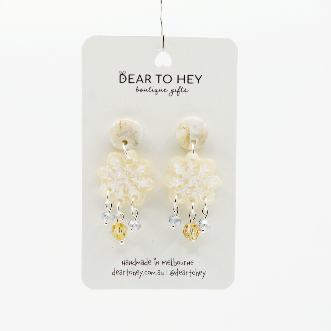 Christmas Holiday Stud Dangle Earrings - Snowflake Marbella