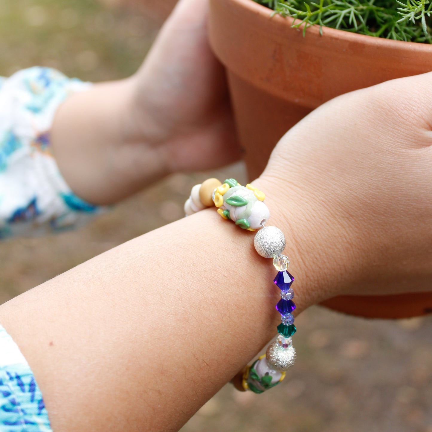 Blue Lake Crystal Glass Bracelet