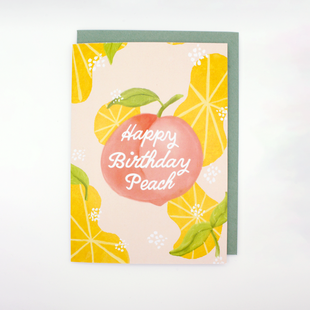 Happy Birthday Peach Greeting Card