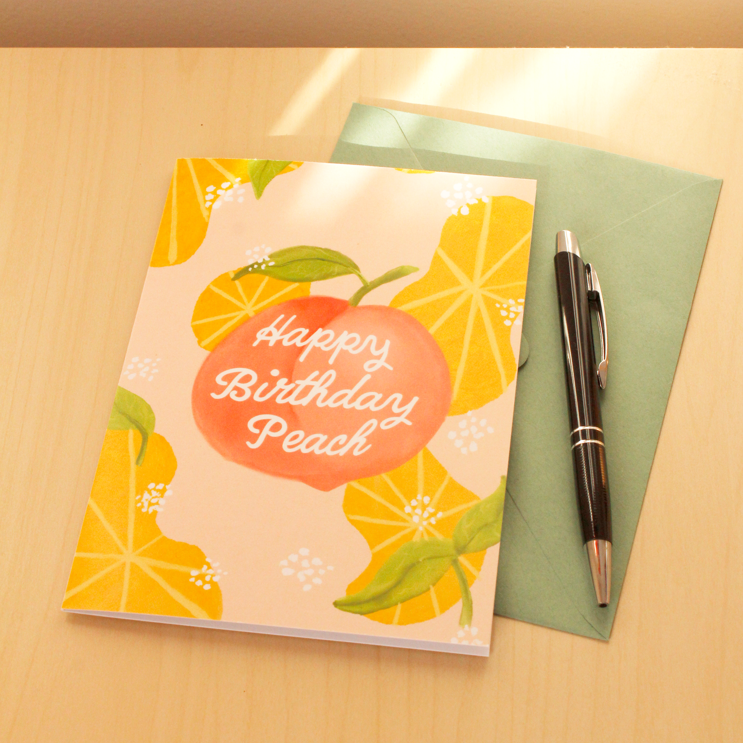 Happy Birthday Peach Greeting Card