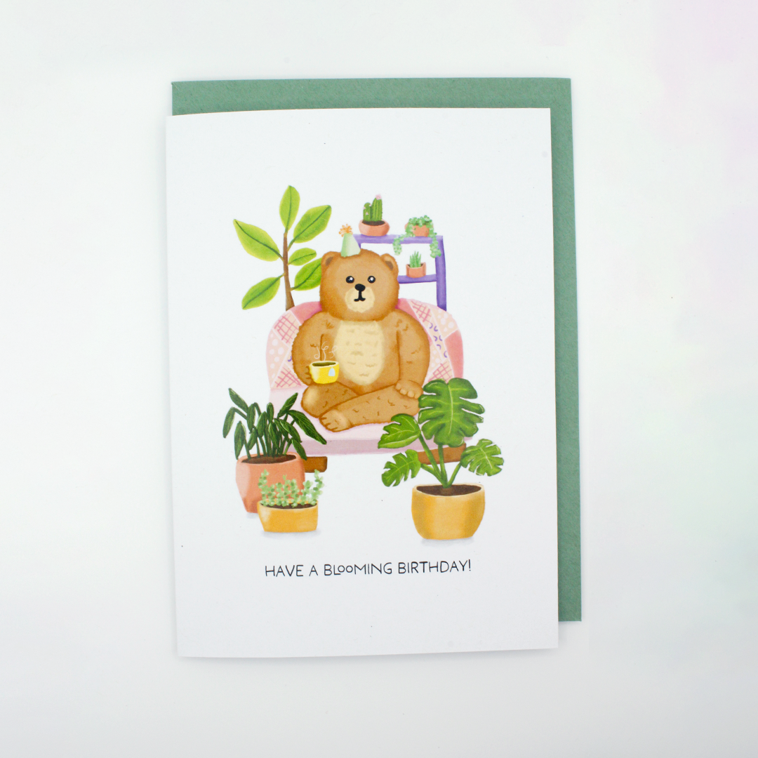 Plant Crazy Bear Birthday Card