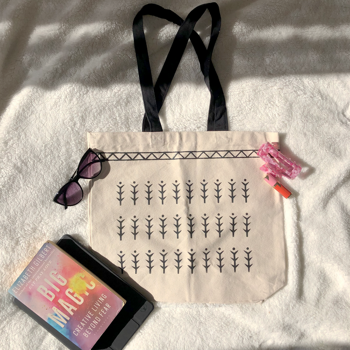 Hand-painted Filipino Tribal Fern Tote Bag
