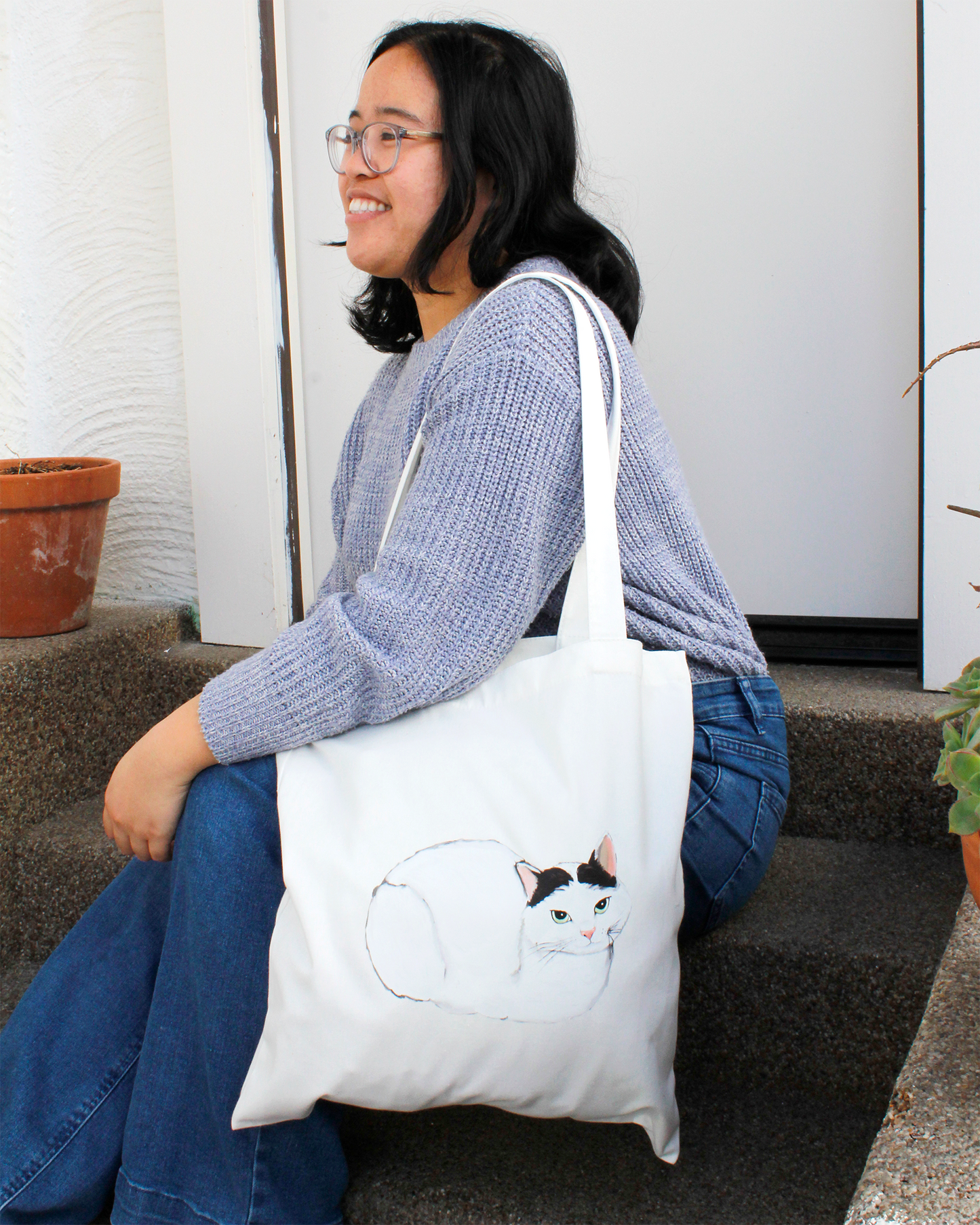 Loafing Cat Canvas Bag - Nicholas