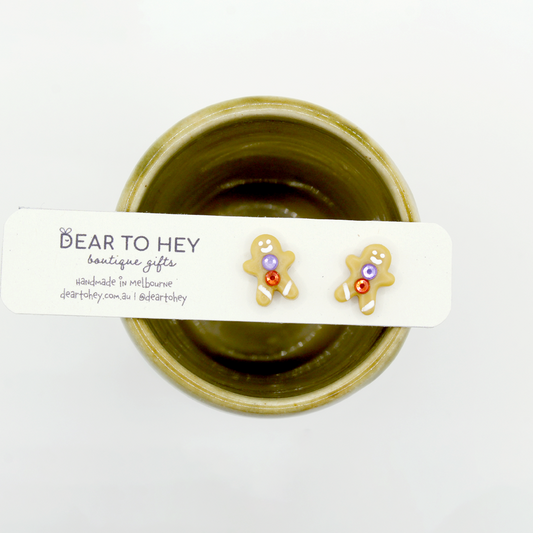 Gingerbread Man Matte Stud Earrings - Velma