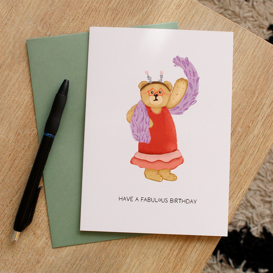 Fabulous Bear Birthday Greeting Card