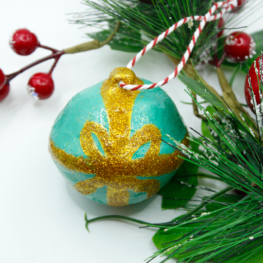 Gold Bow Snow Bauble