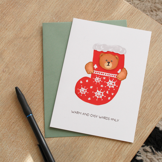 Bear in Christmas Stocking Costume Greeting Card