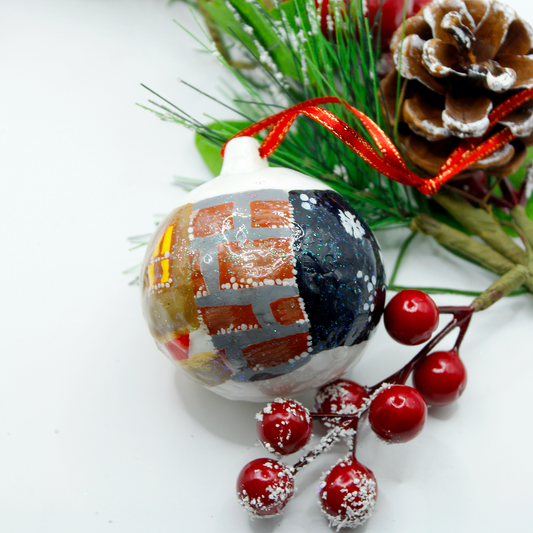 Village House Snow Bauble